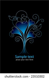 Decorative valentine card with love tree