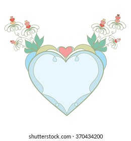 Decorative valentine heart pastel color with abstract flowers, vector