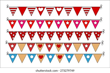 Decorative Valentine Paper Elements Set