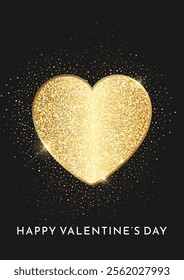 Decorative Valentines Day background with a glittery gold heart design 