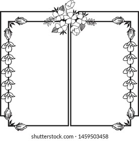 Decorative various shape frame with abstract leaf flower. Vector