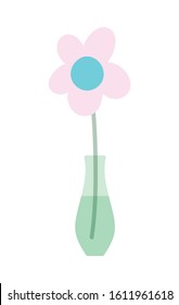 decorative vase with flower ornament icon on white background vector illustration