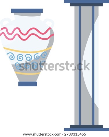 A decorative vase sits atop a column, showcasing an elegant arrangement in a refined setting.
