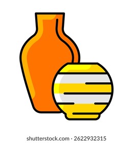 Ícone de vasos decorativos. Ilustração de linha fina do elemento da decoração da casa.