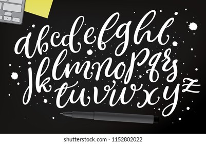 Decorative Vector ABC Letters. Cursive Calligraphy Font. 