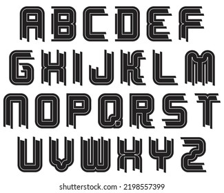 Alfabeto vector decorativo sobre fondo blanco. Tipo de letra personalizado.