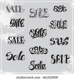 Decorative vector art set for design. Label. Sale.