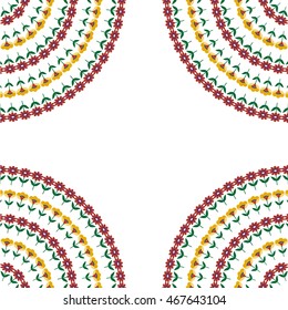 Decorative vector background with abstract quarter circle flowers pattern