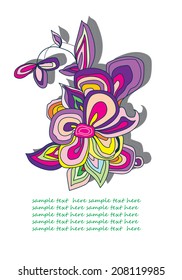 decorative vector background with bright colors line drawn by hand