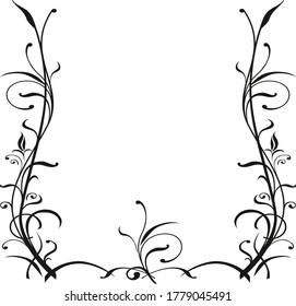 Decorative vector background with floral and ornament elements, flowers, leaves and curves for design. Place for text or image.