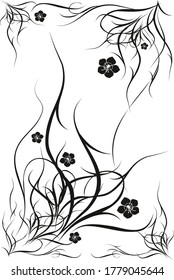 Fondo vectorial decorativo con elementos florales y ornamentales, flores, hojas y curvas para el diseño. Colocar texto o imagen.