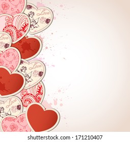 Decorative vector background with hearts for Valentine's day
