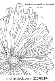 decorative vector background sketched line flower with a flourish and text