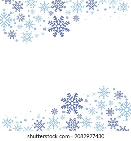 Fondo vector decorativo con copos de nieve. Decoración de Navidad y Año Nuevo, invierno. Elemento de diseño. Vector de tarjetas de felicitación, banner, volante, felicitación. Ilustración vectorial aislada en blanco.