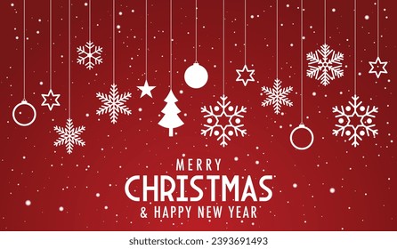 Decorative vector background with snowflakes. Christmas and New Year decoration - Merry Christmas and Happy New Year banner. 