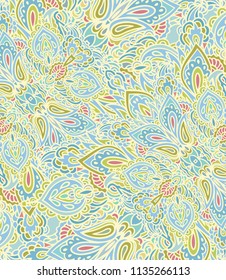 Decorative vector background with stylized abstract flowers, pastel palette