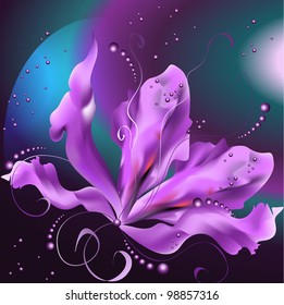 decorative vector background the stylized pink tulip on a turquoise background