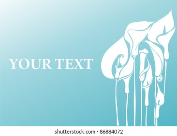 decorative vector background with white elegant calla flower design for greeting card, invitation.