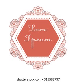 Decorative vector beautiful floral label. Can be used for monogram.