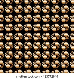 Decorative vector black and gold background - abstract circular pattern