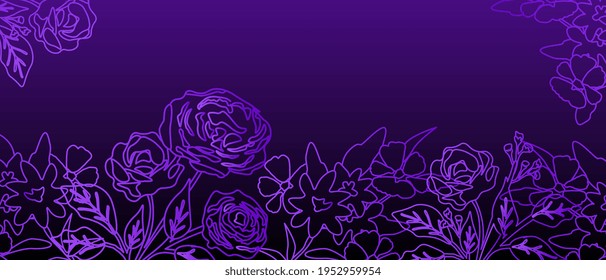 Decorative vector blue floral background