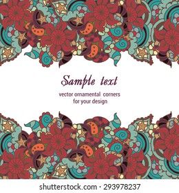 Decorative vector borders, background with floral and wavy pattern
