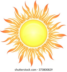 Decorative vector bright colorful sun symbol in yellow-orange tones for your design