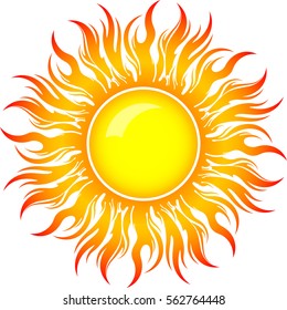 Decorative vector bright colorful sun symbol with long rays