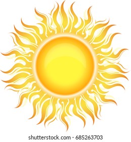 Decorative vector bright colorful sun symbol 