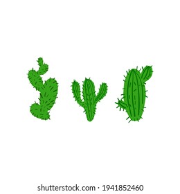 Decorative vector Cactus set, cartoon flat illustration, Collection of exotic plants, natural element, colorful sign isolated on white for design cosmetic, food ingredient, organic shop, greeting card