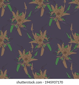 Decorative vector chamomile.Image on white and colored background.Seamless pattern.
