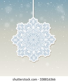 Decorative vector Christmas background with snowflake