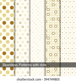 Decorative vector collection. Seamless retro patterns with circles and dots.