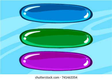 Decorative vector colorful long buttons set.