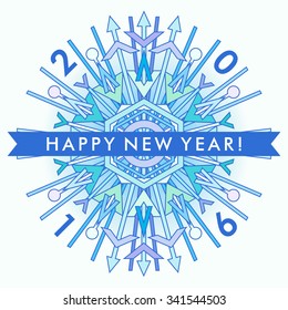 Decorative vector composition. Happy New Year 2016.