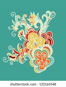 Decorative vector composition on green background 