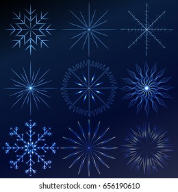 Decorative vector crystal Snowflakes set - winter series clip-art