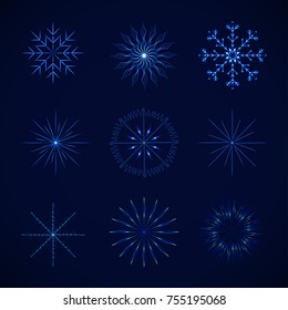 Decorative vector crystal Snowflakes set - christmas series clip-art