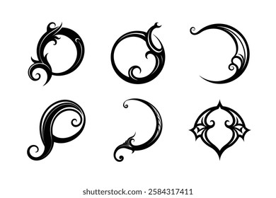 Decorative vector curve ornament set.