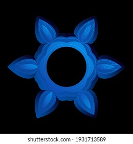 Decorative vector design of blue shape snowflakes on black background