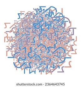 Decorative vector design element. Rosette of geometric elements, Abstract circular ornament. Random pattern