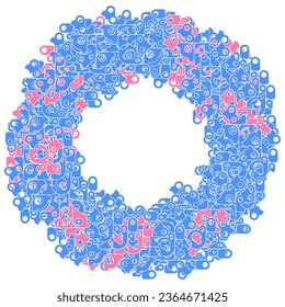Decorative vector design element. Rosette of geometric elements, Abstract circular ornament. Random pattern
