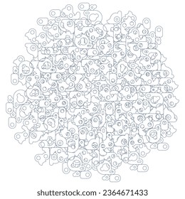 Decorative vector design element. Rosette of geometric elements, Abstract circular ornament. Random pattern