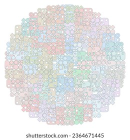Decorative vector design element. Rosette of geometric elements, Abstract circular ornament. Random pattern
