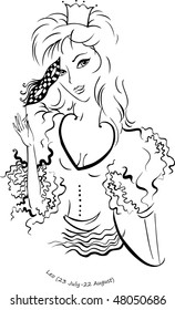 Decorative vector drawing - Zodiac Sign girl Leo