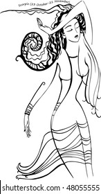 Decorative vector drawing - Zodiac Sign girl Scorpio