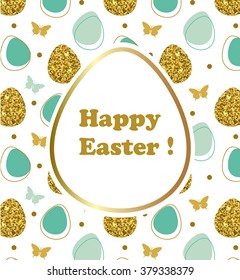 Decorative vector Easter background with eggs and butterfly