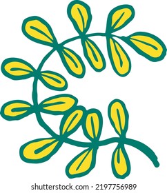 Decorative vector elegant element twig. Natura, organic, ecology theme for background, textile print, fabric decoration, invitation cards and postcards, poster print and more. Hand drawn illustration.