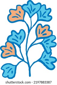Decorative vector elegant element twig. Natura, organic, ecology theme for background, textile print, fabric decoration, invitation cards and postcards, poster print and more. Hand drawn illustration.