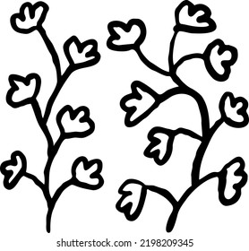 Decorative vector elegant element twig. Natura, organic, ecology theme for background, textile print, fabric decoration, invitation cards and postcards, poster print and more. Hand drawn illustration.
